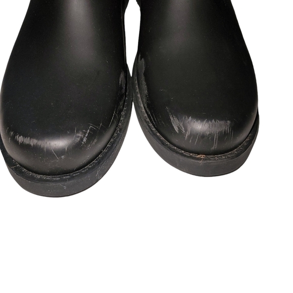 KATE SPADE  PAMELA Rain Moto Black Size 11 Rubber Bow Gold Buckles Ankle Pull On - Picture 7 of 10